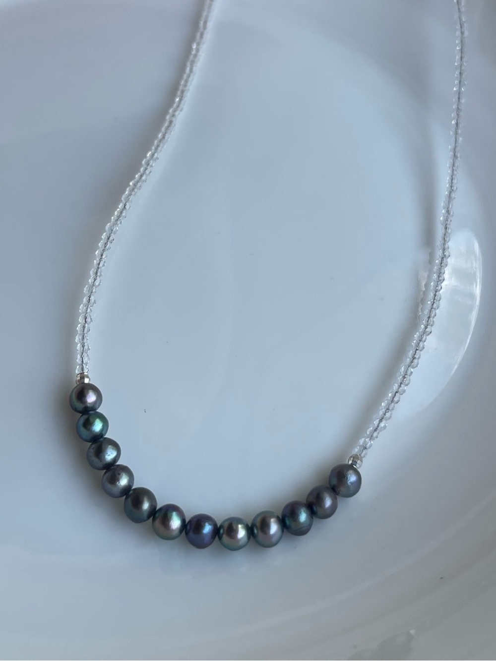 Handcrafted Gray Tahitian Genuine Pearl Necklace
